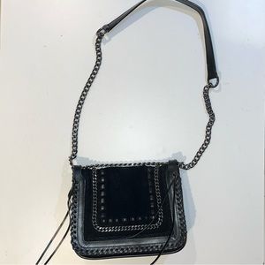 Zara black suede purse with chain detail